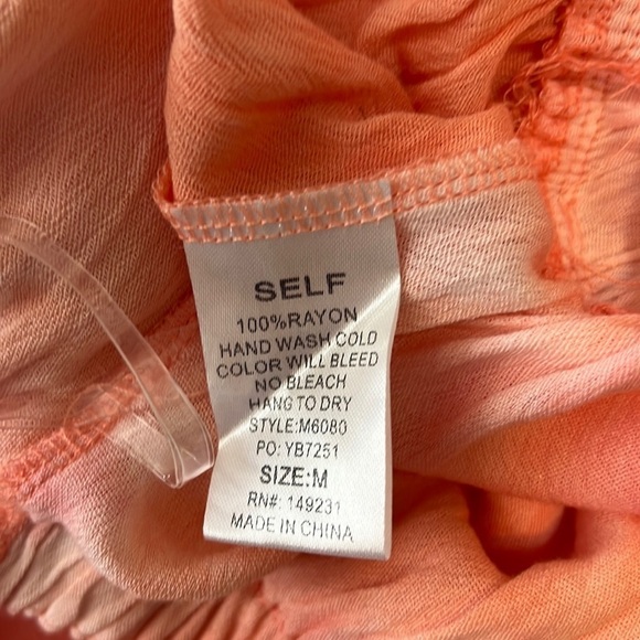 Kori Tie Dye Woven Tube Top Ruffle Jumpsuit  Pink & Peach NWT - Sz M - Picture 6 of 7